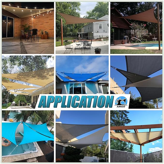 Amgo Custom Size 12' x 24' x 26.8' Sand Beige Right Triangle Sun Shade Sail - Image 5