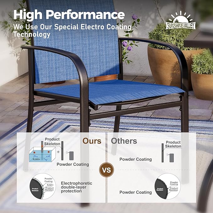 Patio Dining Set for 8, 8 x Stable Dining Chairs, Outdoor Table and Chairs Set - Image 5