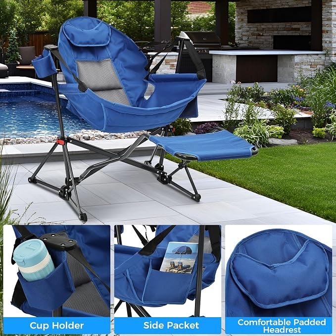 Ainfox Hammock Chair with Footrest, Oversized Swinging Portable Folding Camping - Image 3