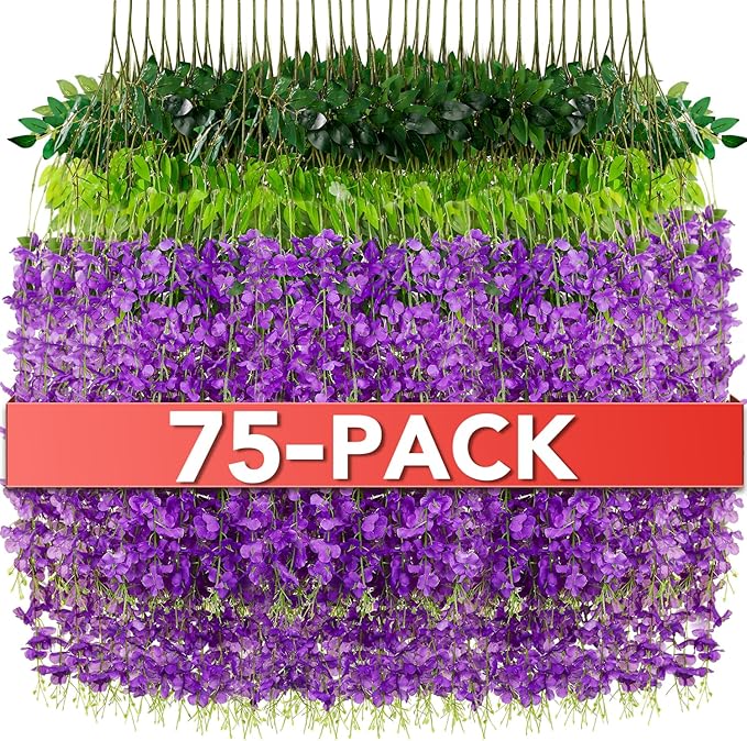 Artificial Wisteria Vines - 75 Pack, Purple, 3.6 Ft Length