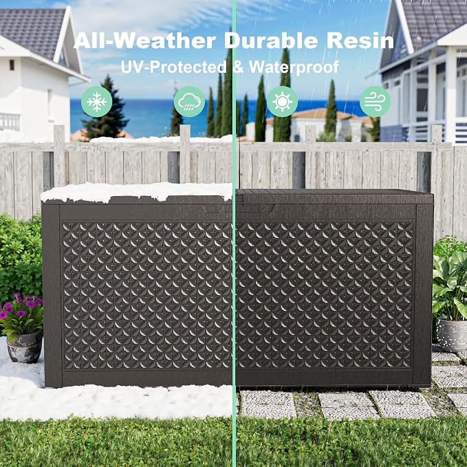 110 Gallon Resin Deck Box, Lockable Patio Outdoor Storage Box - Image 7