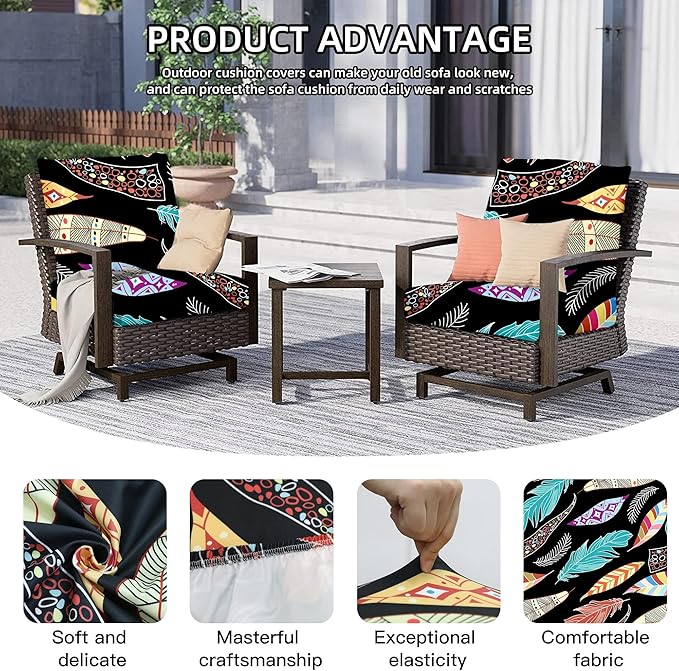 Cushion Covers, 8 Pack Stretch-Fit for Patio Furniture in Red