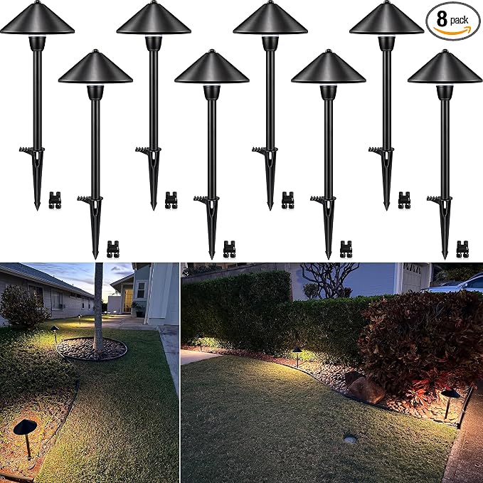 SUNVIE 8-Pack Low Voltage Landscape Pathway Lights 12-24V 3W LED Landscape by SUNVIE