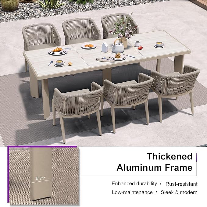 PURPLE LEAF 11 Pieces Outdoor Dining Set Patio Table and Chairs Set Aluminum - Image 4