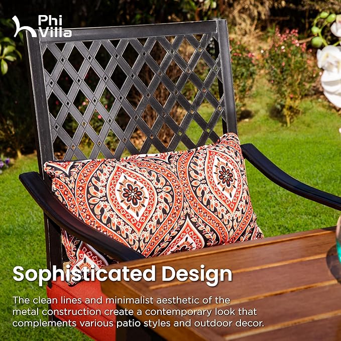 PHI VILLA 5 Piece Patio Bar Height Dining Set, 4 Outdoor Counter Height Swivel - Image 5