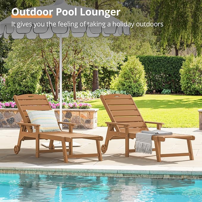 LUE BONA Outdoor Chaise Lounge, HDPS Chaise Lounger, 5 Positions Adjustable - Image 3