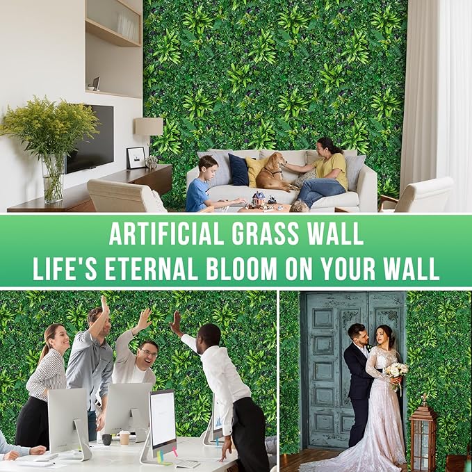 Artificial Boxwood Hedge Panels, 12 Pack, 20 x 20 Inch HDPE Wall Screen