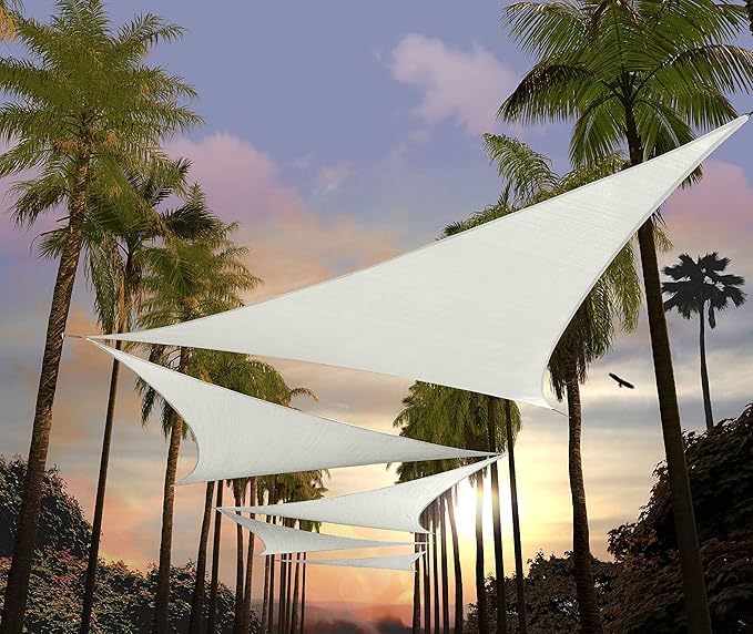 Amgo Custom Size 9' x 9' x 9' White Triangle Sun Shade Sail UPF50+ AGTAPRT12 by Amgo