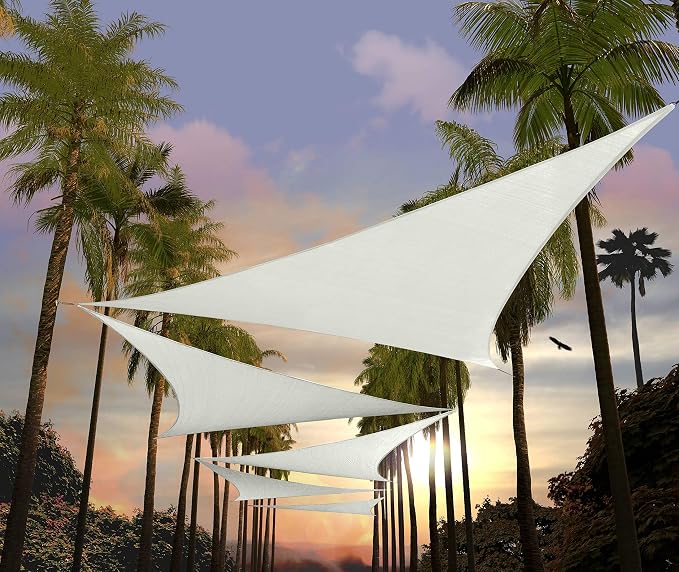 Amgo Custom Size 9' x 9' x 9' White Triangle Sun Shade Sail Order to Make by Amgo