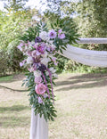 Artificial Flowers Swag Set, Purple Dahlia and Rose, 40 x 14 Inch