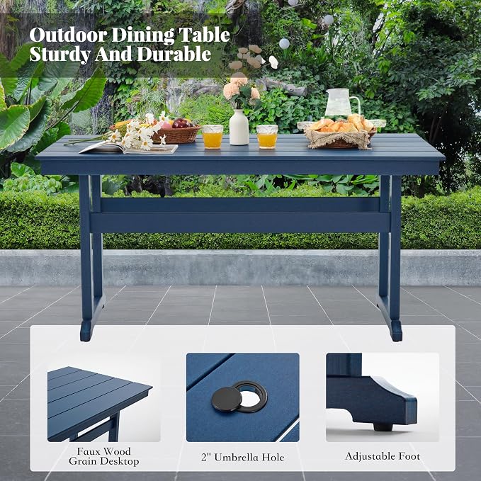 HDPE Dining Table Set for 8, 10-Piece Outdoor Table and Chairs Include 8 Dining - Image 4