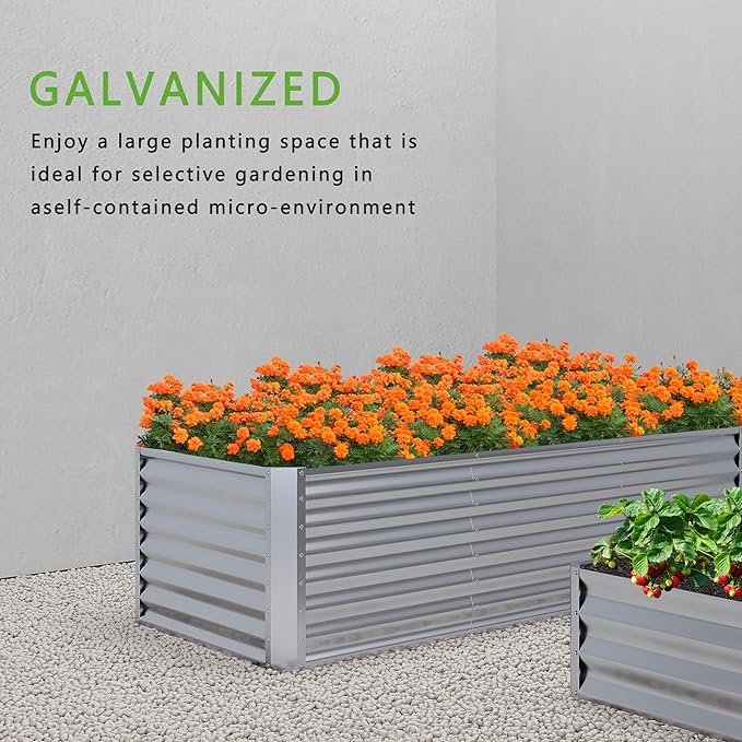 2PCS 4x2x1FT Galvanized Raised Garden Bed, Planter Raised Beds-Metal Garden Box - Image 6