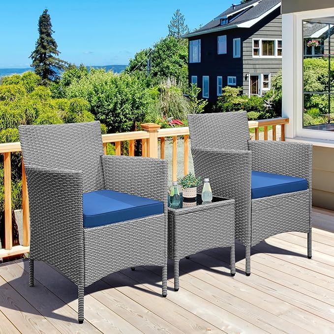 Yaheetech 3 Pieces Patio Porch Furniture Set, Outdoor PE Rattan Wicker - Image 2