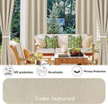 Outdoor Curtains, 4 Panels, Cream Waterproof Linen-Blend