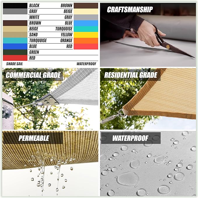 Amgo Custom Size 6' x 12' x 13.4' White Right Triangle Sun Shade Sail UPF50+ - Image 7