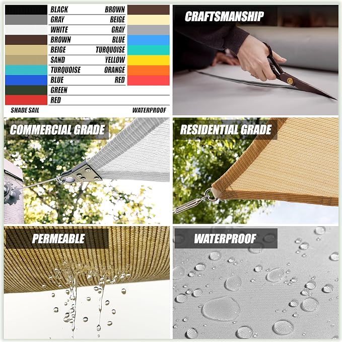 Amgo Custom Size 15' x 18' x 23.4' Red Right Triangle Sun Shade Sail UPF50+ - Image 7