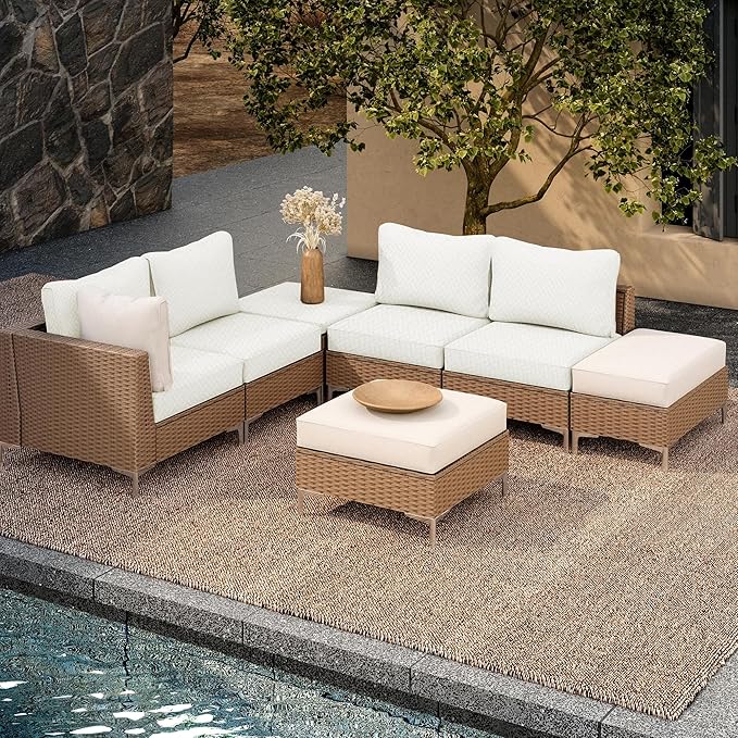 Cushion Covers for Patio Chairs, 8 Pack, White, Elastic Fit