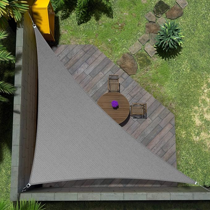 Amgo Custom Size 8' x 12' x 14.4' Gray Right Triangle Sun Shade Sail UPF50+ by Amgo