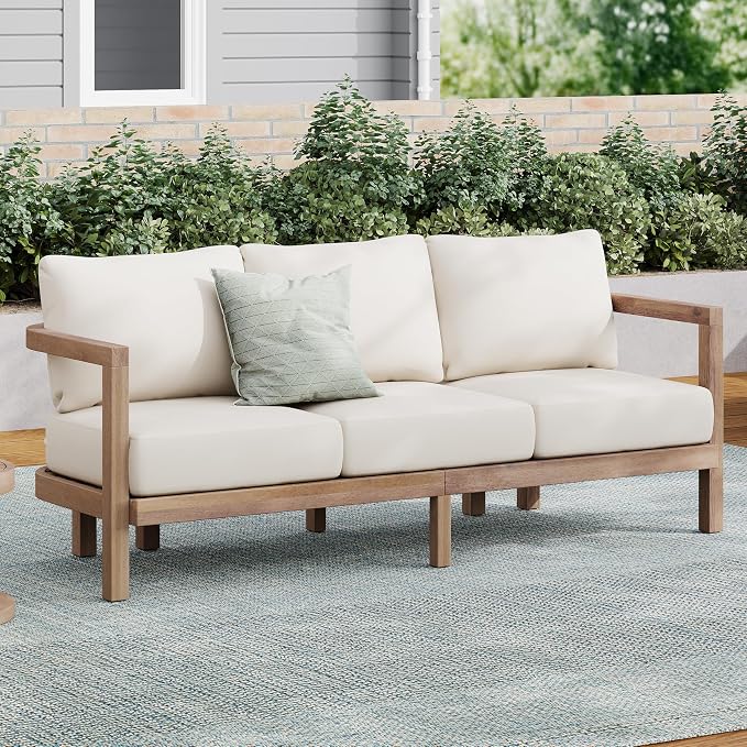 Christopher Knight Home Havets 74.75"W Outdoor 3 Seater Sofa, Acacia Wood Bench by ChristopherKnightHome