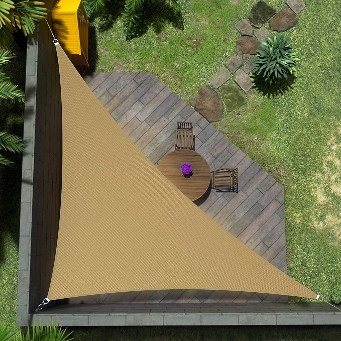 Amgo Custom Size 8' x 11' x 13.6' Sand Beige Right Triangle Sun Shade Sail by Amgo