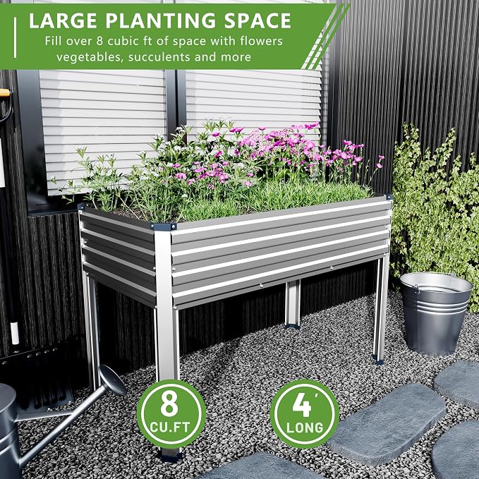 2PCS 48×24×30in Galvanized Raised Garden Bed, Metal Elevated Planter Box - Image 6