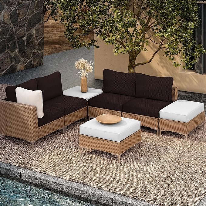 Cushion Covers for Outdoor Patio Furniture, 8-Piece Coffee, Water-Repellent