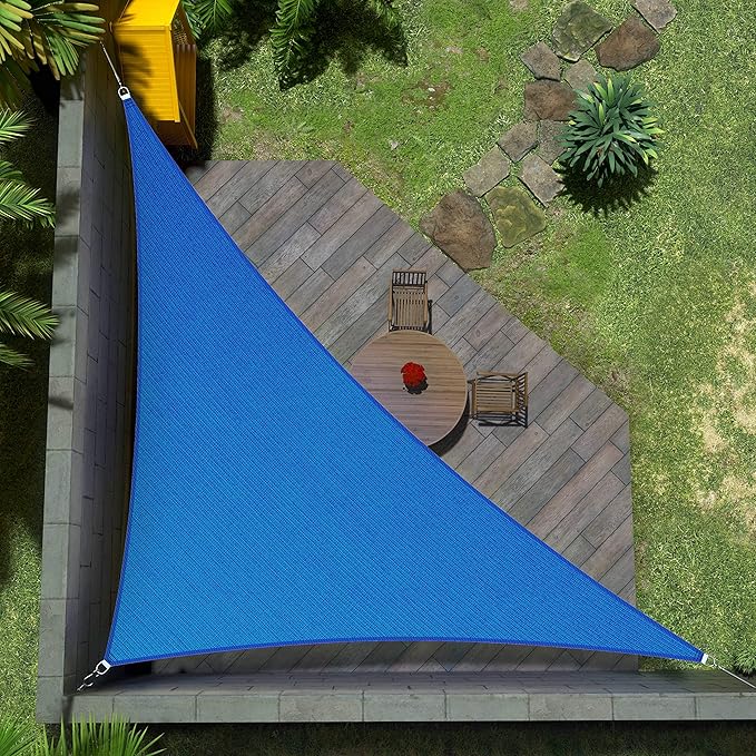 Amgo Custom Size 8' x 16' x 17.9' Blue Right Triangle Sun Shade Sail UPF50+ by Amgo