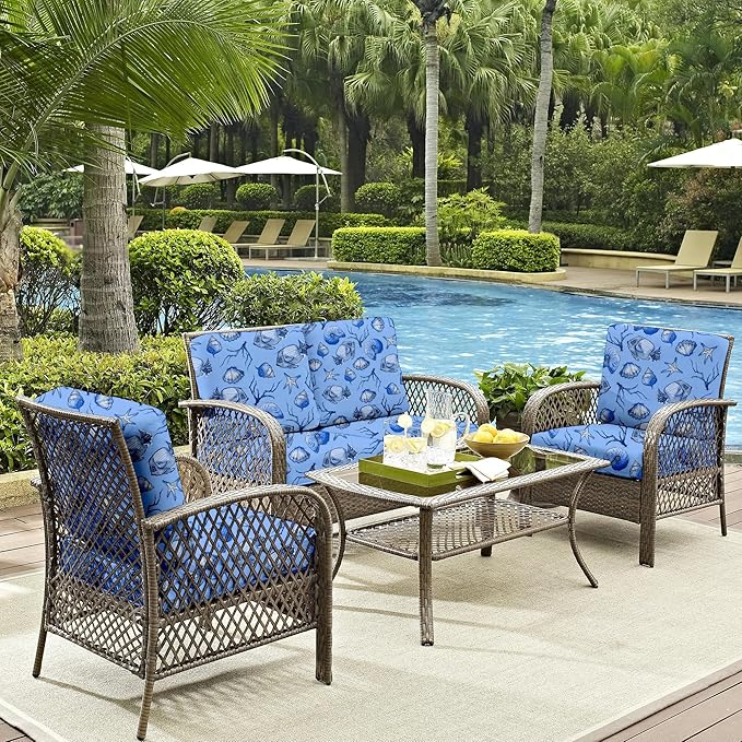 Cushion Covers 8 Pack, Stretch Fit Outdoor Patio Cushion Slipcovers