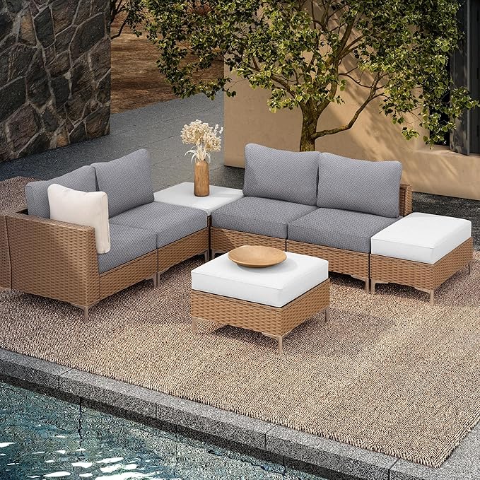 Cushion Covers 8 Pcs Gray Checkered Outdoor Patio Slipcovers
