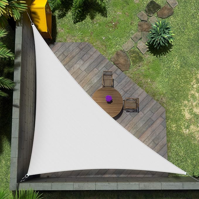 Amgo Custom Size 17' x 21' x 27' White Right Triangle Sun Shade Sail UPF50+ by Amgo