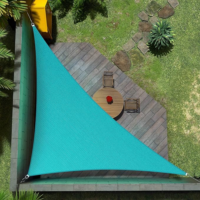Amgo Custom Size 15' x 24' x 28.3' Turquoise Triangle Sun Shade Sail UPF50+ by Amgo