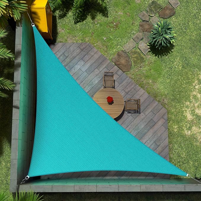 Amgo Custom Size 6' x 10' x 11.7' Turquoise Triangle Sun Shade Sail UPF50+ by Amgo
