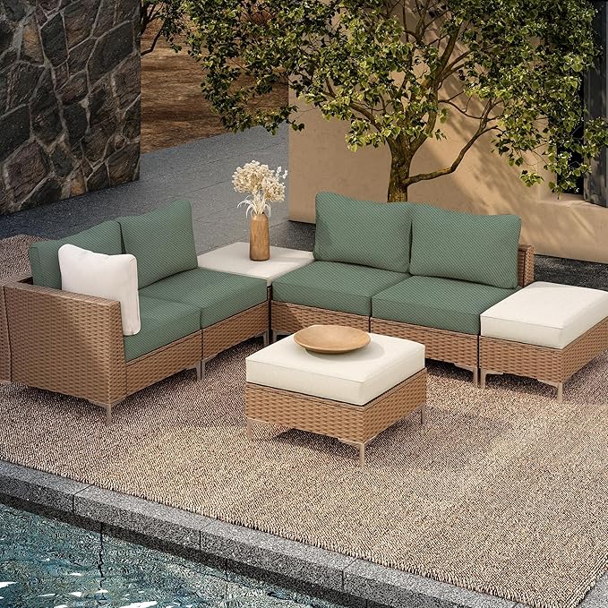 Cushion Covers, 8-Pack Stretch Outdoor Slipcovers in Matcha Green