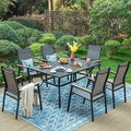 PHI VILLA Patio Dining Set for 6, Large Metal Dining Table by PHIVILLAThepioneerofcomfortablehouseholdsupplies