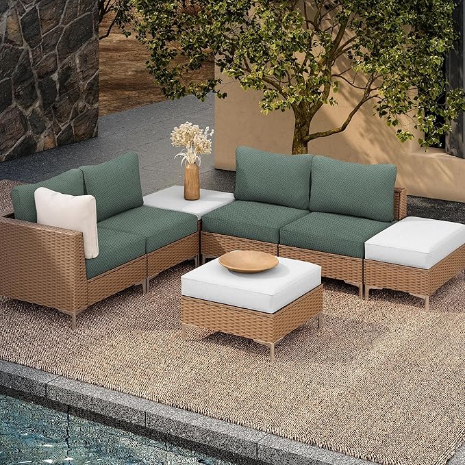 Cushion Covers, 8 Pack Matcha Green Outdoor Patio Cushion Slipcovers