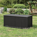 Deck Box, 150 Gallon, Striped Black Resin, Waterproof Outdoor Storage