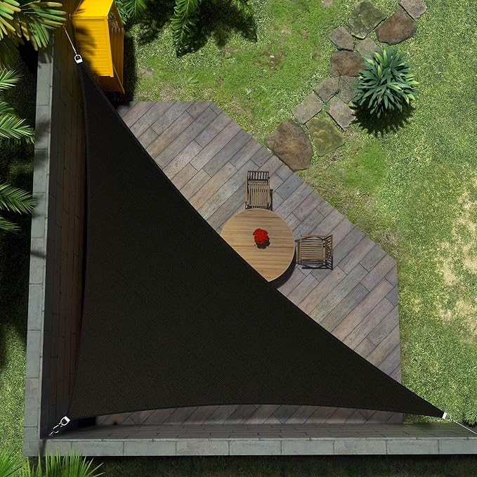 Amgo Custom Size 10' x 12' x 15.6' Black Right Triangle Sun Shade Sail UPF50+ by Amgo