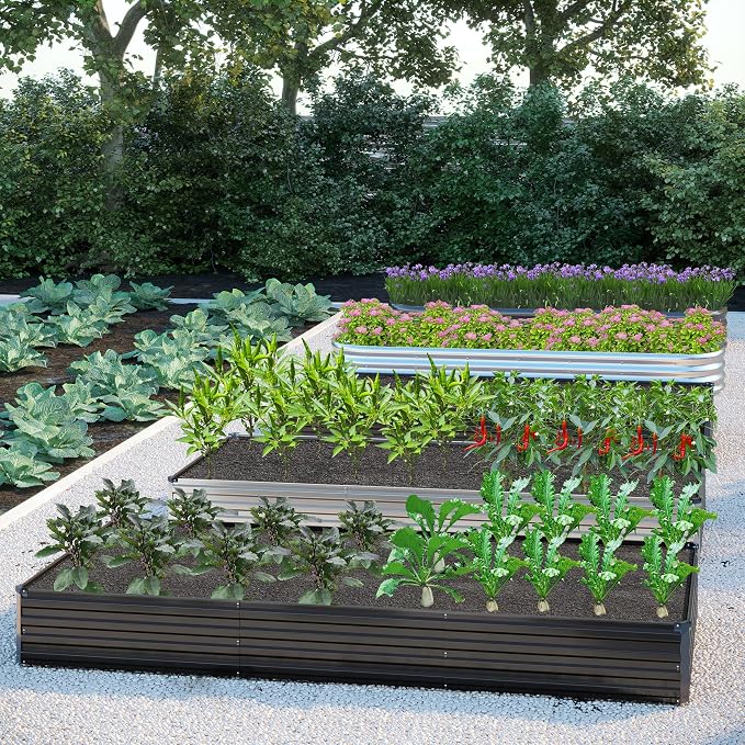 2PCS 8x4x1FT Galvanized Raised Garden Bed Kit, Vegetable Boxes-Rectangle Metal - Image 8